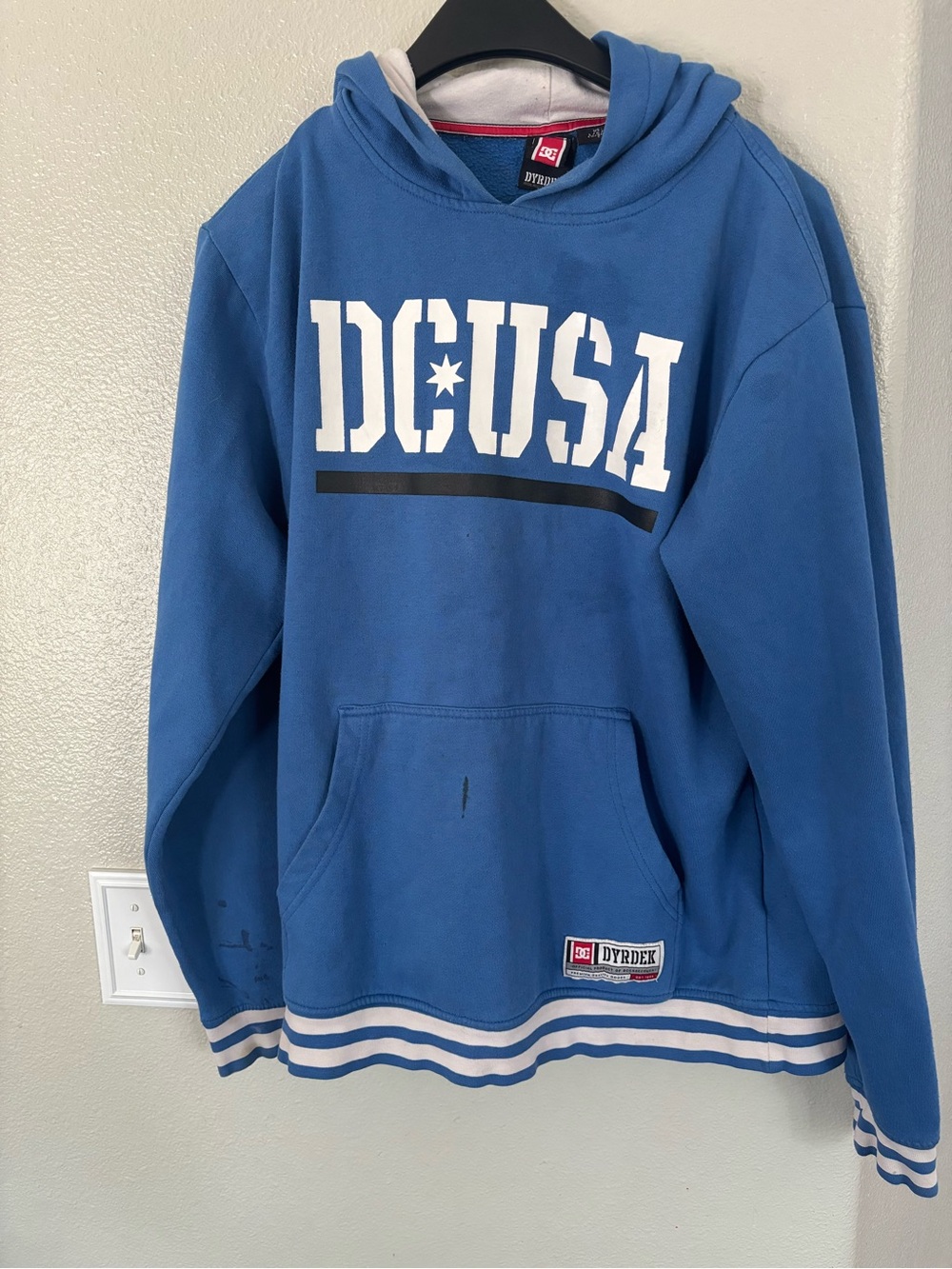 Y2K Vintage DC Shoes Rob Dyrdek RD Bar 3 Pullover Hoodie Blue Thrashed/distress